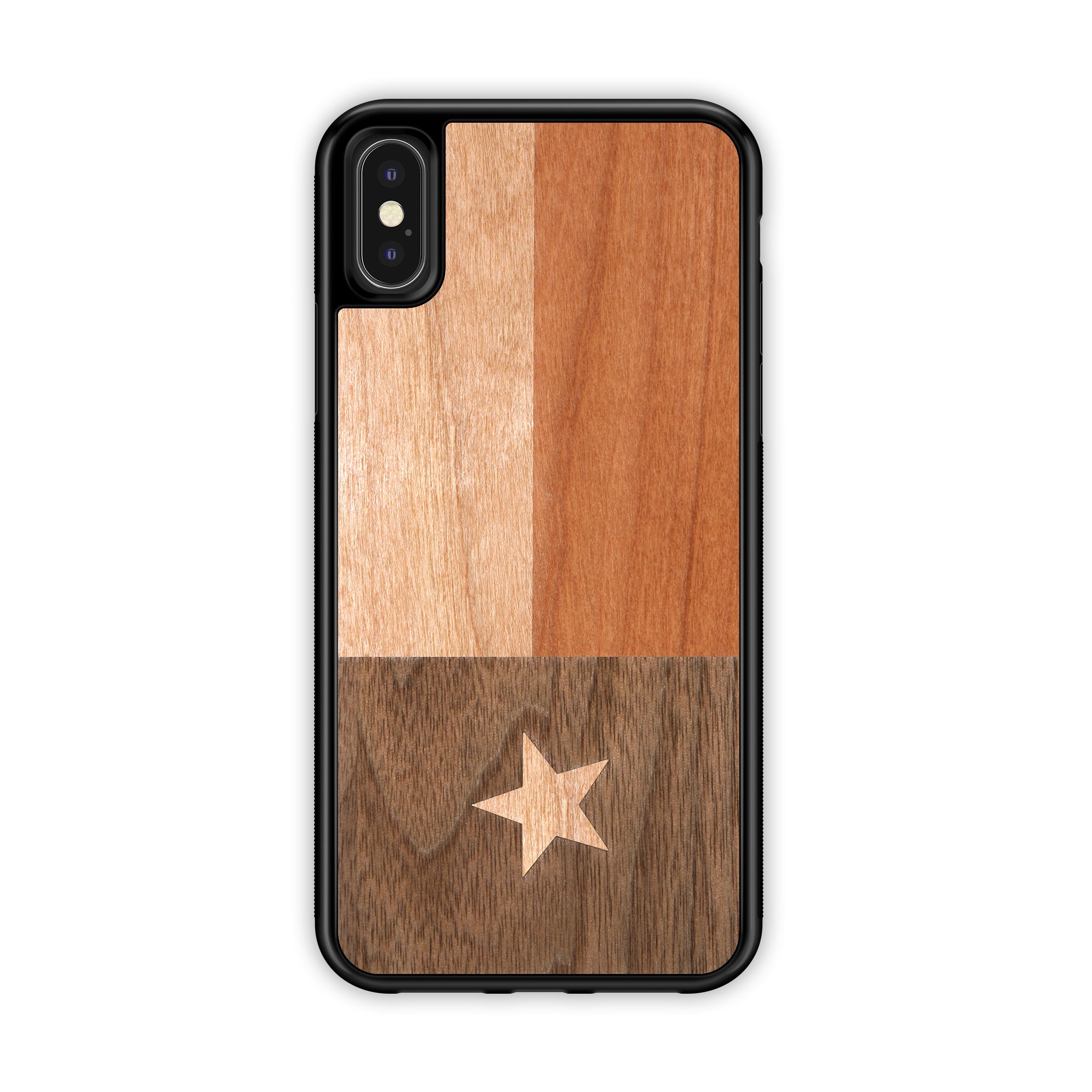 Wooden iPhone Case Texas State Flag in Black Walnut & American Cherry Wooden iPhone Case Texas State Flag in Black Walnut & American Cherry