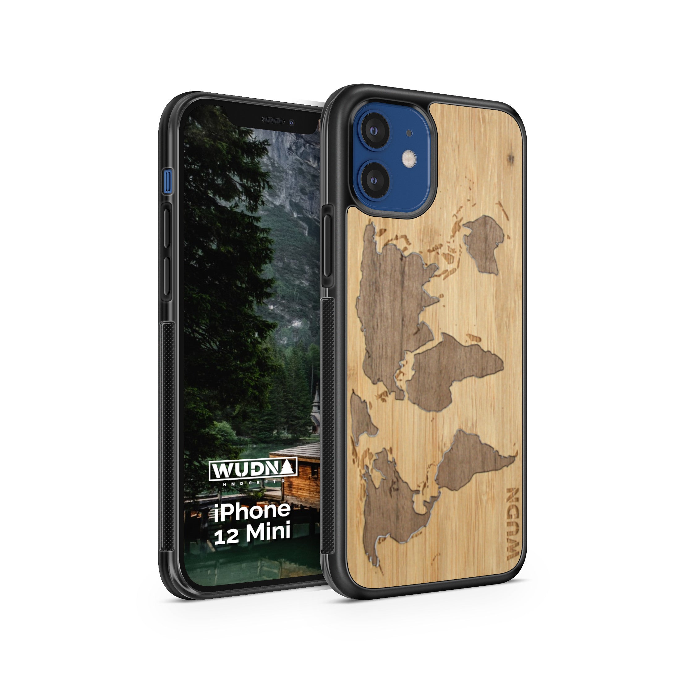 Slim Wooden Phone Case (World Map Traveler - Bamboo Ocean)